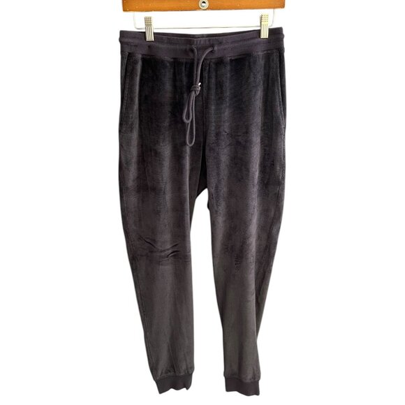 Daniel Buchler Velour Jogger Sweatpants Dark‎ Gray Size Small Lounge Drawstring - Picture 1 of 8